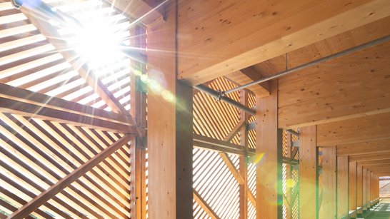 Hargassner timber car park facade