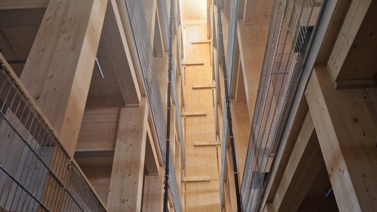 Assembly of timber parking garage