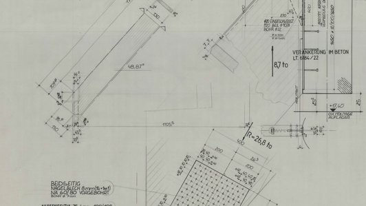 Konstruktionszeichnungen der Kirche St.Hedwig