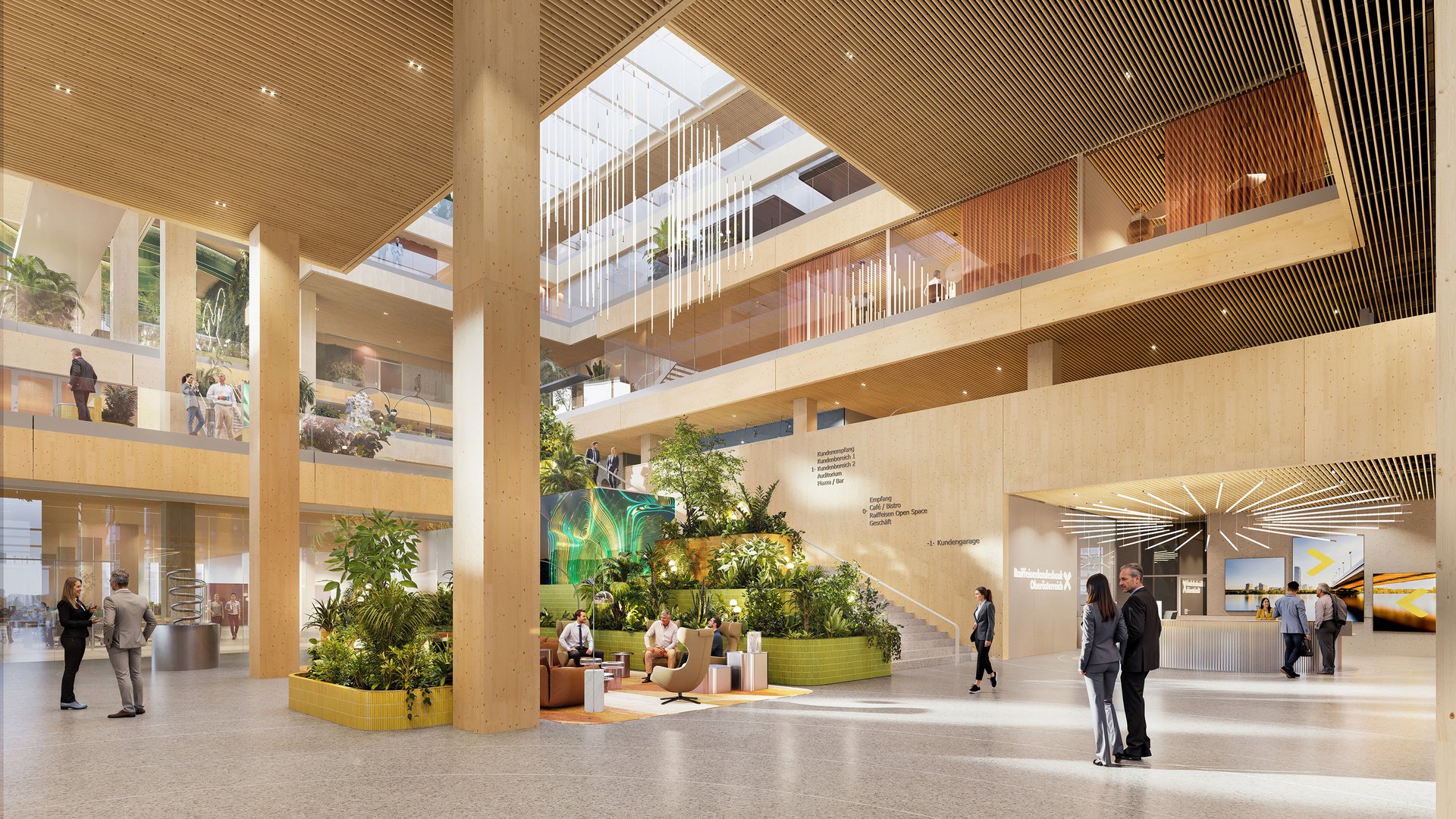 Raiffeisen Landesbank, Zentrale, Oberösterreich, Innenansicht, Lobby