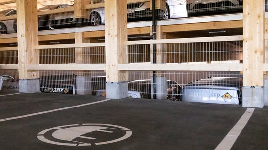 Interior view of the Hargassner timber car park