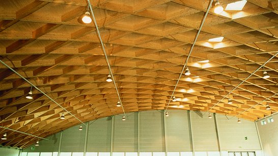Glulam roof construction exhibition hall Straubing