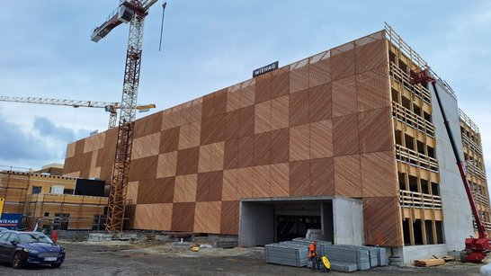 Assembly of timber parking garage