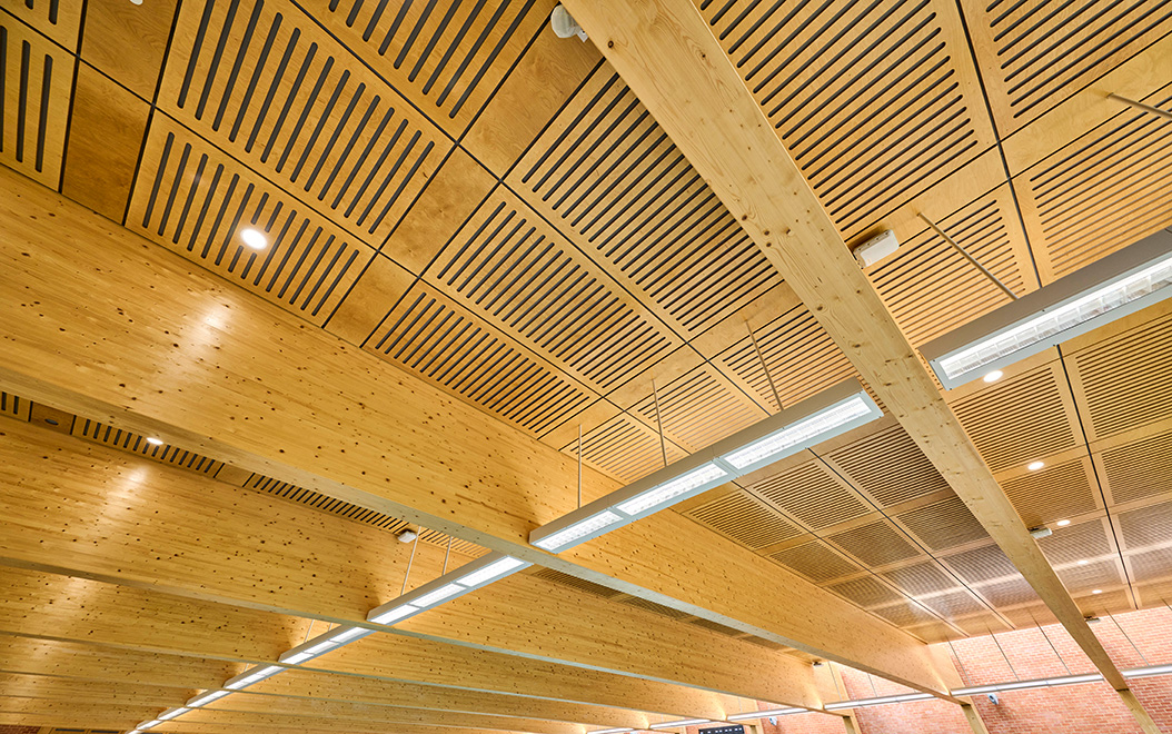 Holzdecke im Eton School Pool
