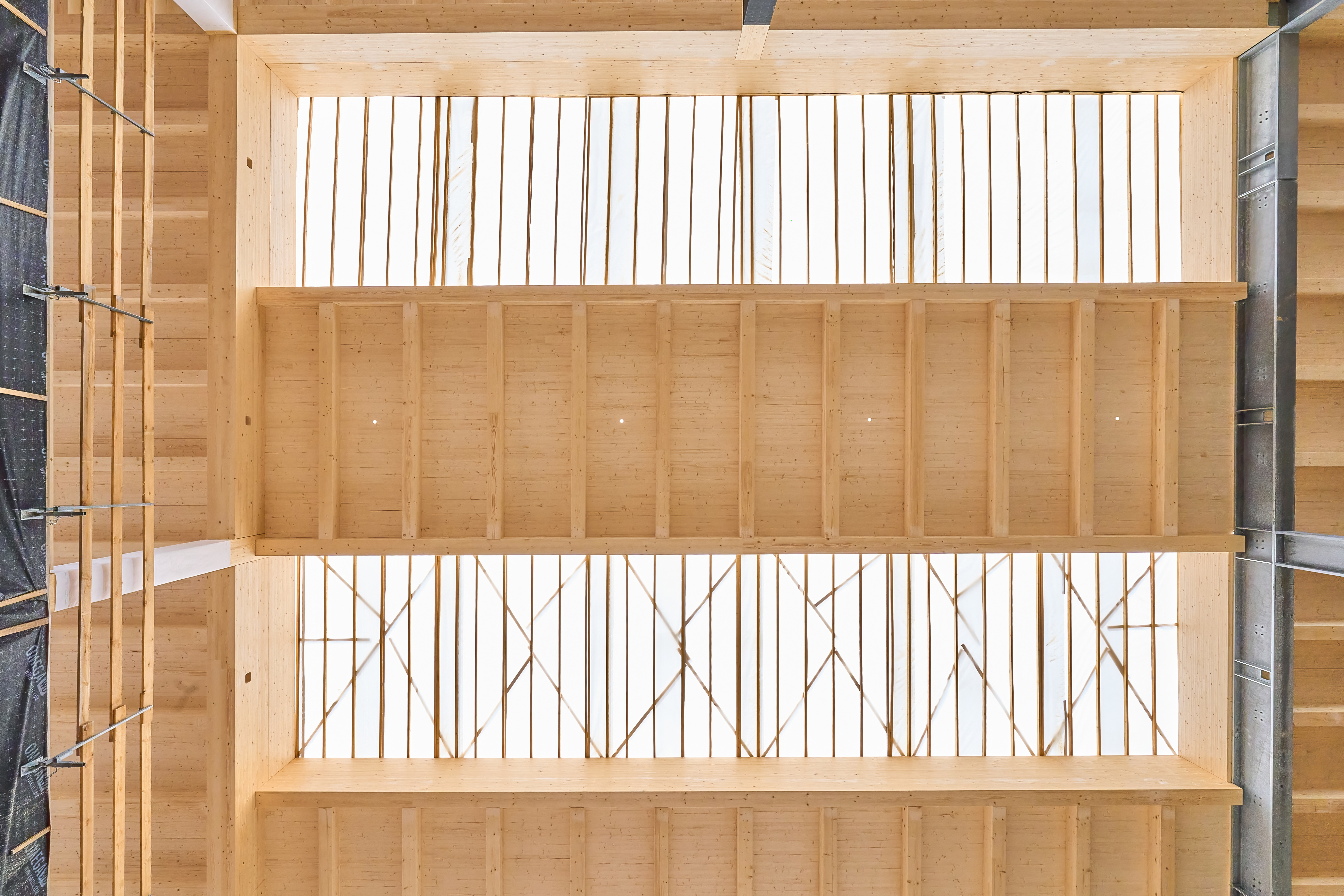 Wooden Ribbed Ceiling with glass roof